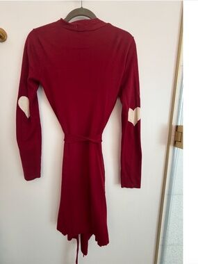 Amber Hagen Red Heart-Elbowed Cardigan Sweater Size S